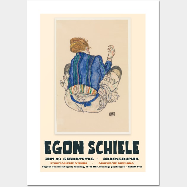 Egon Schiele - Exhibition Art Poster - Seated Woman, Back View Wall Art by notalizard